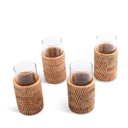 Vagabond House Replacement Drinking Glass Covered with Hand Woven Wicker Rattan - Set of 4