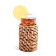 Vagabond House Replacement Drinking Glass Covered with Hand Woven Wicker Rattan - Set of 4