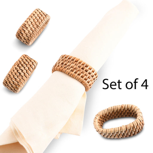 Vagabond House Replacement Hand Woven Rattan Napkin Ring - Set of 4