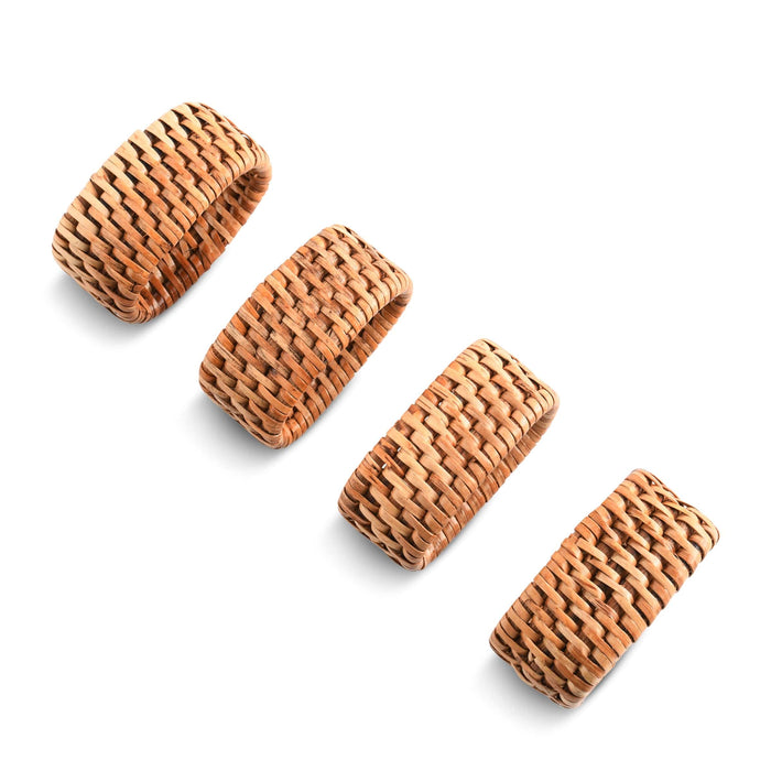 Hand Woven Rattan Napkin Ring - Set of 4