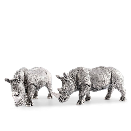 Vagabond House Safari Pewter Rhinos Salt & Pepper Set