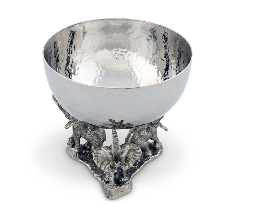 Stainless Nut Bowl - Pewter Elephant Base