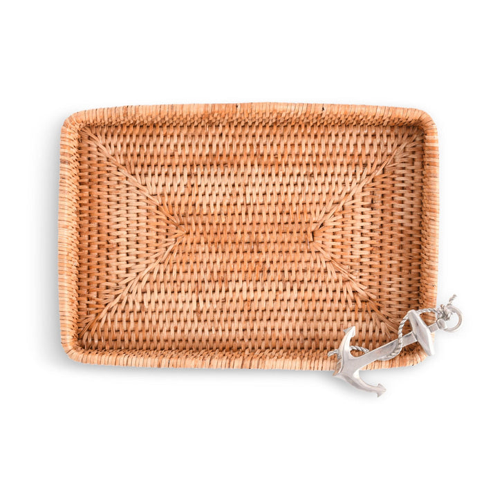 Anchor Catchall Tray Hand Woven Wicker Rattan