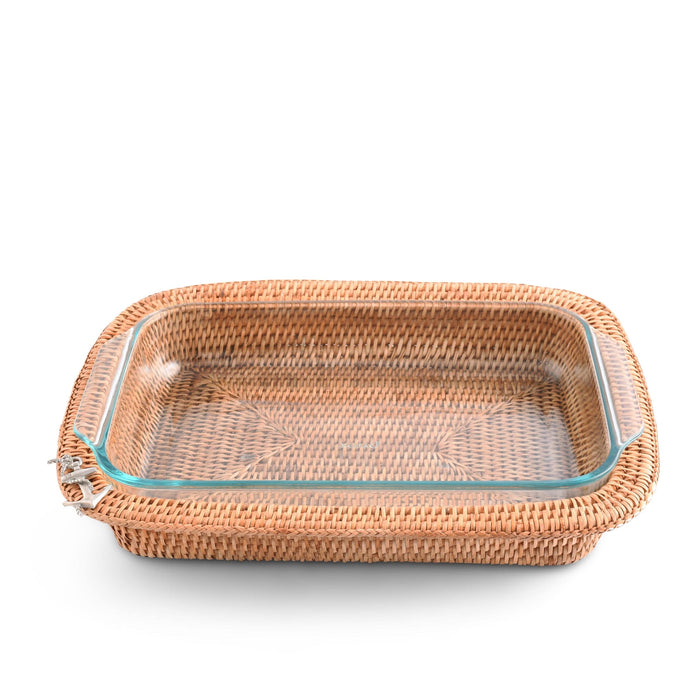 Anchor Hand Woven Wicker Rattan 3qt Rectangular Casserole Holder