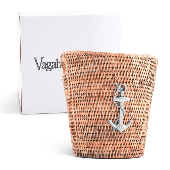 Vagabond House Sea and Shore Anchor Hand Woven Wicker Rattan Champagne / Ice Bucket