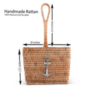 Vagabond House Sea and Shore Anchor Hand Woven Wicker Rattan Flatware Caddy