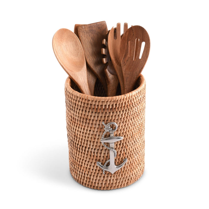 Anchor Hand Woven Wicker Rattan Utensils Holder