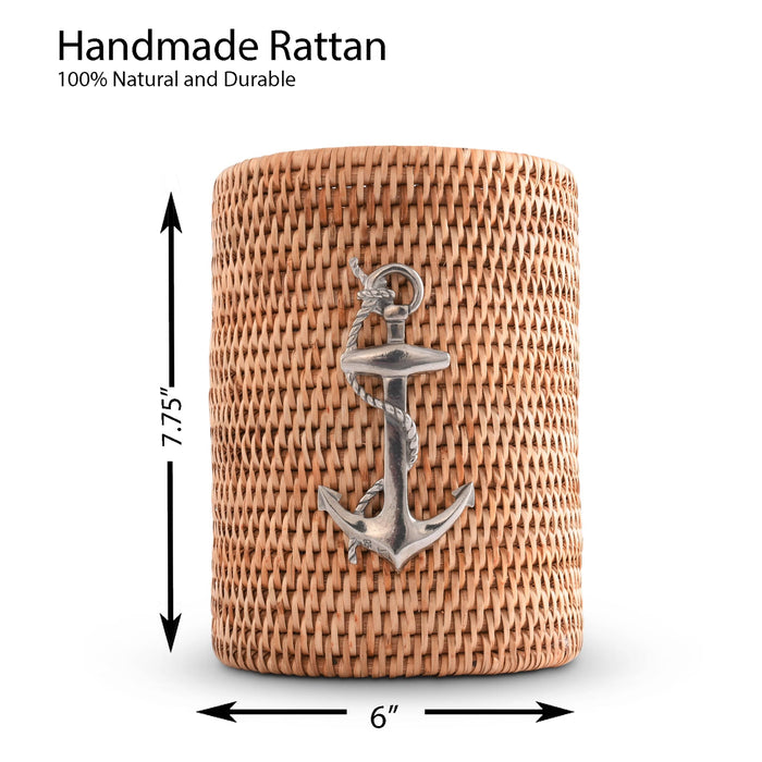 Anchor Hand Woven Wicker Rattan Utensils Holder