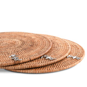 Vagabond House Sea and Shore Anchor Placemat Hand Woven Wicker Rattan Round - Set of 4
