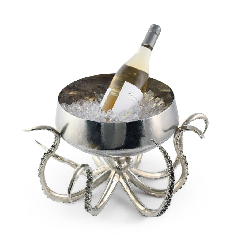 Vagabond House Sea and Shore Octopus Stainless Steel Centerpiece Bowl