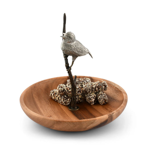 Vagabond House Song Bird Bronze Song Bird Wood Tidbit Server Bowl