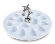 Vagabond House Song Bird Deviled Egg Tray with Pewter Song Bird Handle