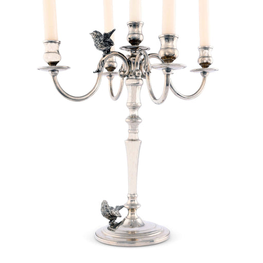 Vagabond House Song Bird Five Taper Pewter Song Bird Candelabrum