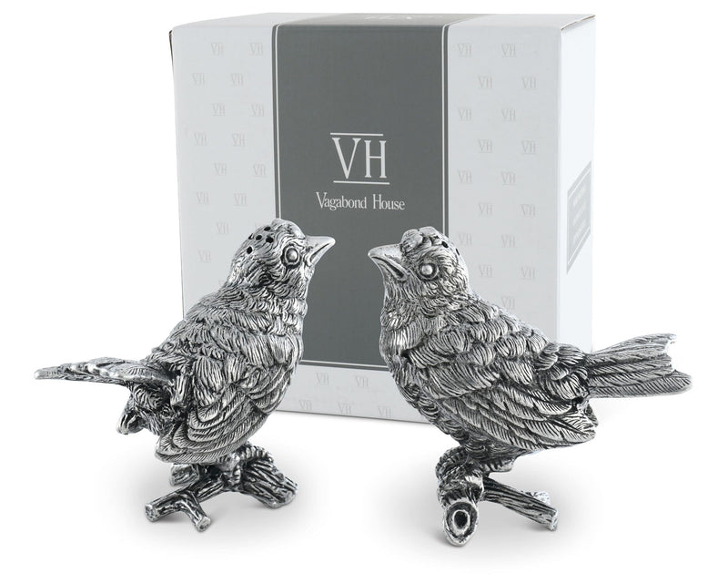Vagabond House Song Bird Pewter Song Birds Salt & Pepper Set