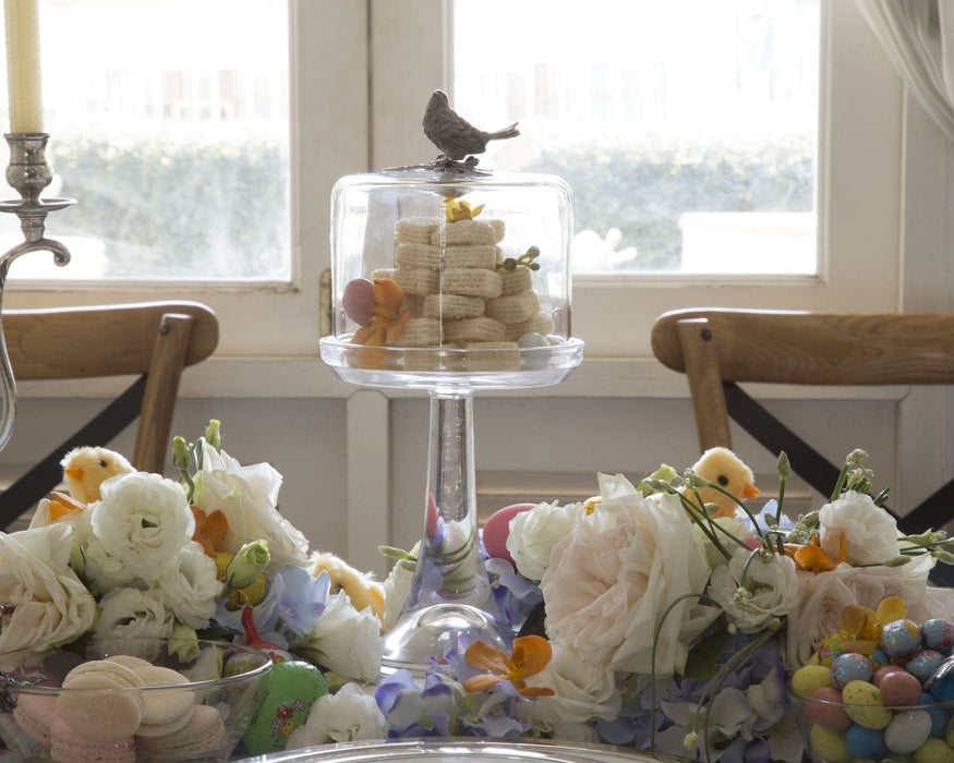 Vagabond House Song Bird Song Bird Glass Covered Cake / Dessert Stand