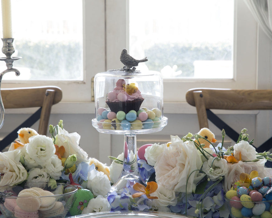 Vagabond House Song Bird Song Bird Glass Covered Cake / Dessert Stand