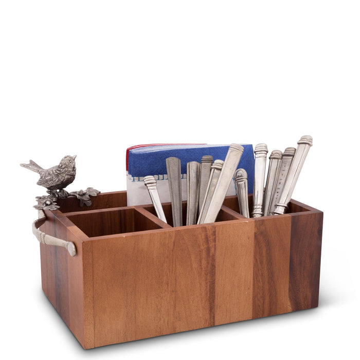 Song Bird Wood Flatware Caddy