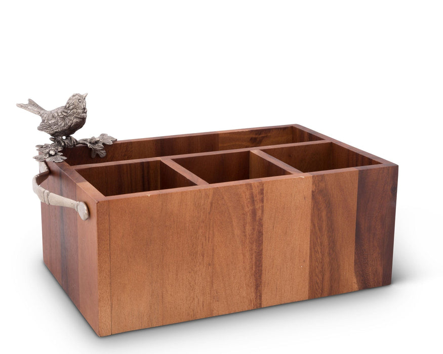 Song Bird Wood Flatware Caddy