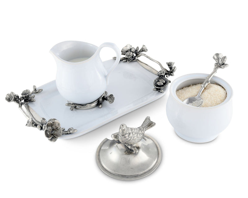Vagabond House Song Bird Stoneware Creamer Set - Pewter Song Bird
