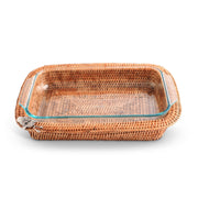 Vagabond House Tropical Tales Orchid Hand Woven Wicker Rattan 3qt Rectangular Casserole Holder