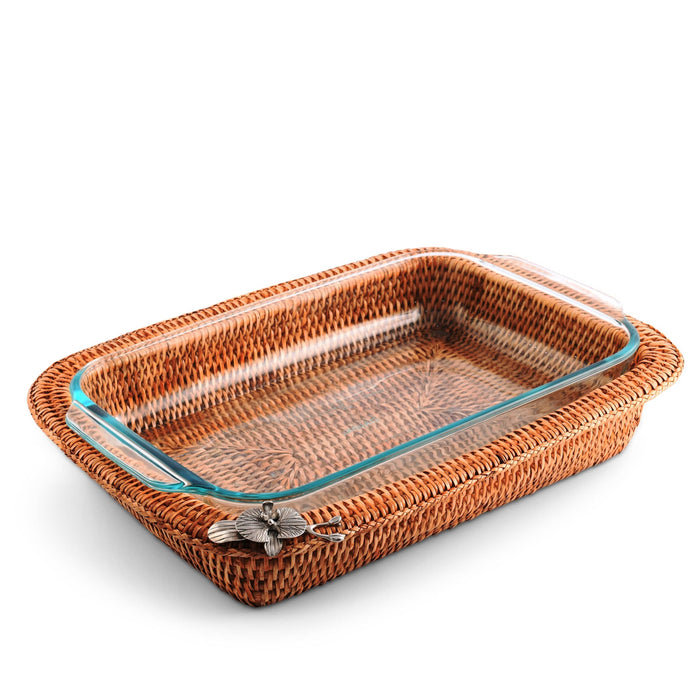 Orchid Hand Woven Wicker Rattan 3qt Rectangular Casserole Holder