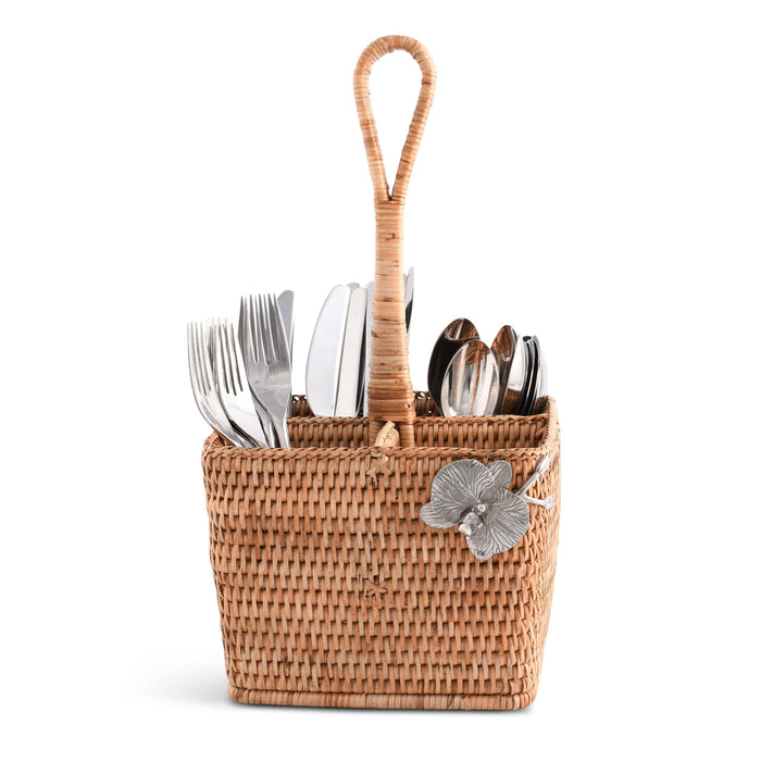 Orchid Hand Woven Wicker Rattan Flatware Caddy