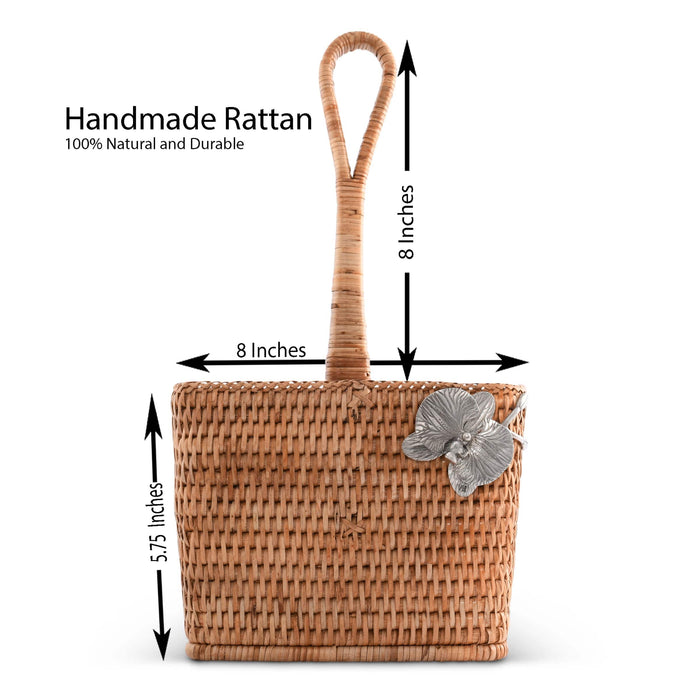 Orchid Hand Woven Wicker Rattan Flatware Caddy