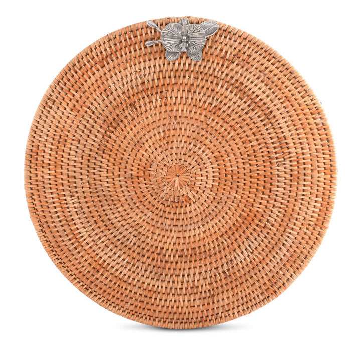 Vagabond House Tropical Tales Orchid Placemat Hand Woven Wicker Rattan Round - Set of 4