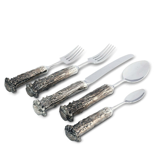 Vagabond House Western Frontier Pewter Antler Flatware Set