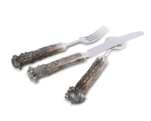 Vagabond House Western Frontier Pewter Antler Flatware Set