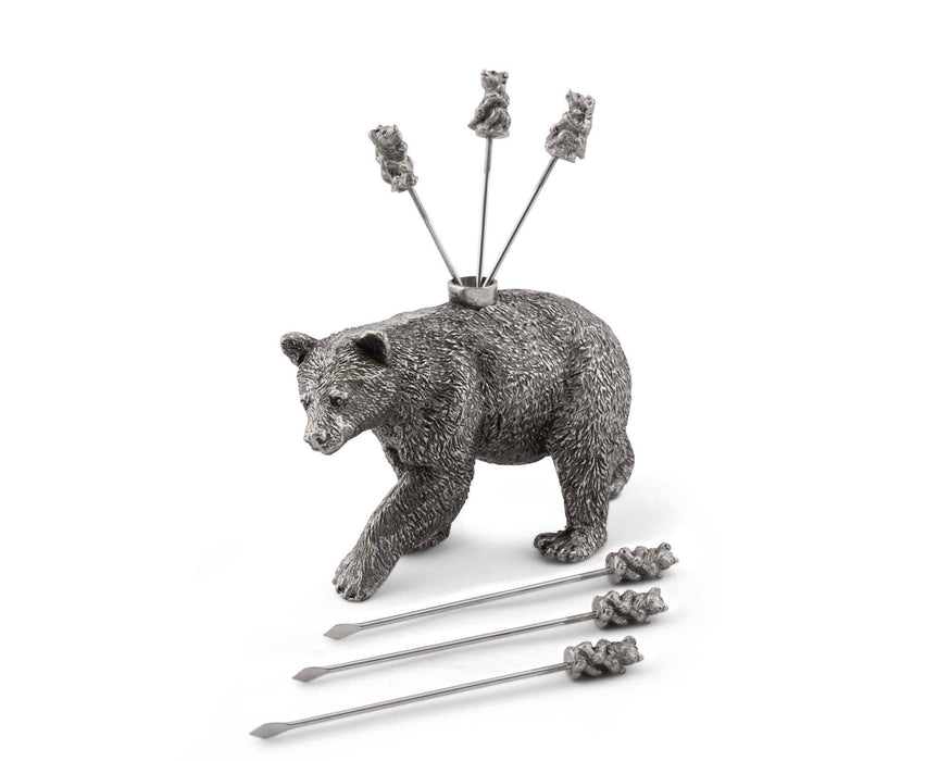 Vagabond House Woodland Creatures Pewter Black Bear Cheese Picks