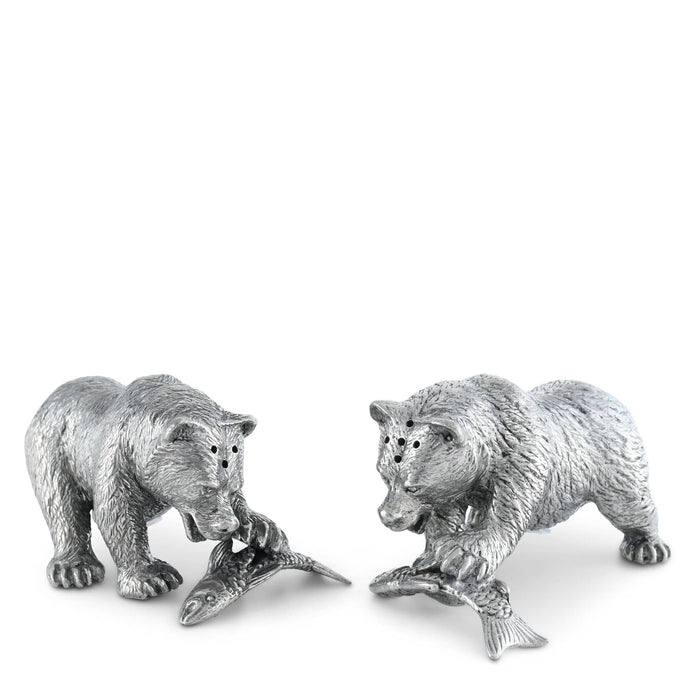 Pewter Fishing Bear Salt & Pepper Set