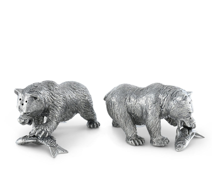 Pewter Fishing Bear Salt & Pepper Set