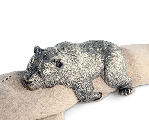 Vagabond House Woodland Creatures Pewter Sleeping Bear Napkin Ring