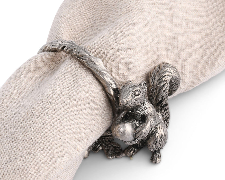 Vagabond House Woodland Creatures Pewter Squirrel Branch Napkin Ring