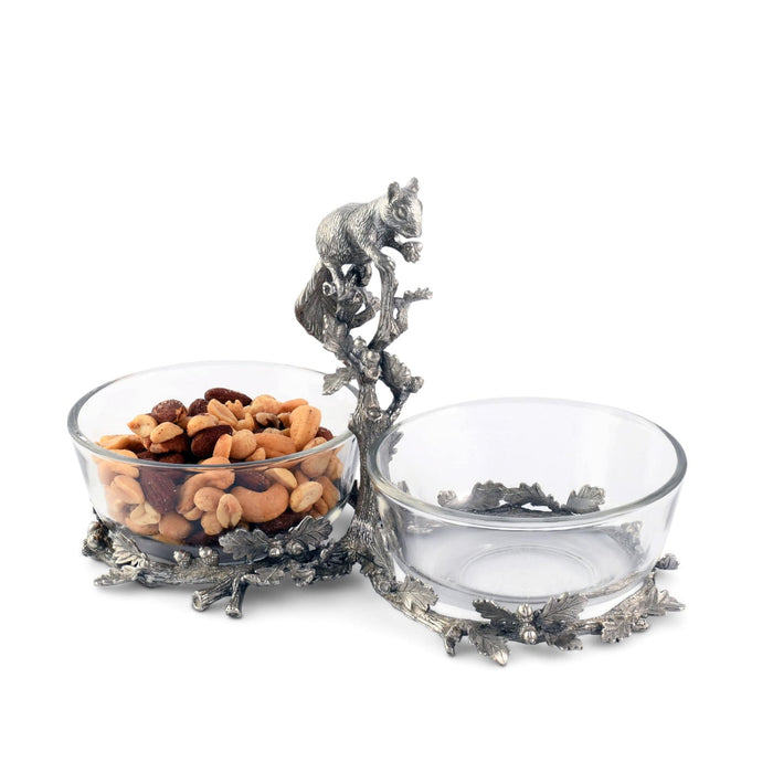 Vagabond House Woodland Creatures Squirrel Double Dish Condiment Server