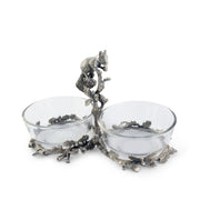 Vagabond House Woodland Creatures Squirrel Double Dish Condiment Server
