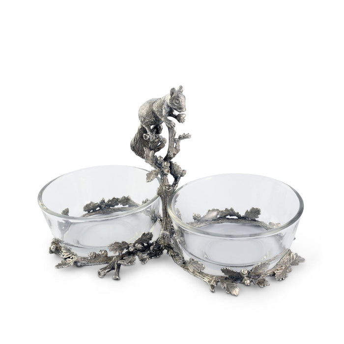 Vagabond House Woodland Creatures Squirrel Double Dish Condiment Server