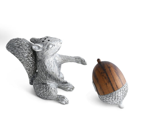 Vagabond House Woodland Creatures Squirrel with Wood Acorn Salt & Pepper Set