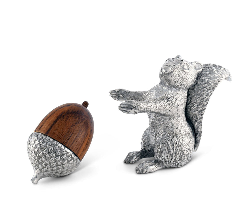 Vagabond House Woodland Creatures Squirrel with Wood Acorn Salt & Pepper Set