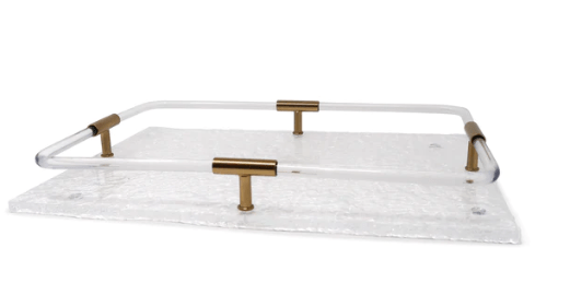 Vivience Fol Inc. Acrylic Tray With Gold Detail On Handle, 15.75"L