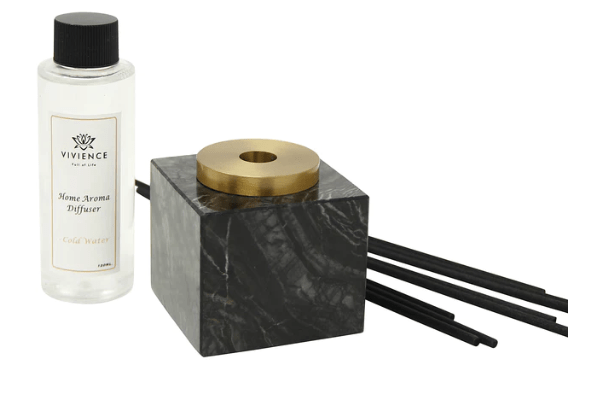 Vivience Fol Inc. Black Marble Reed Diffuser, "Cold Water" Scent