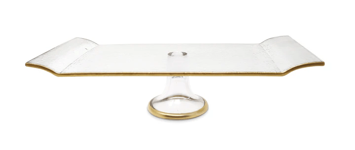 Vivience Fol Inc. Cake Stand Footed Oblong Cake Plate with Gold Trim