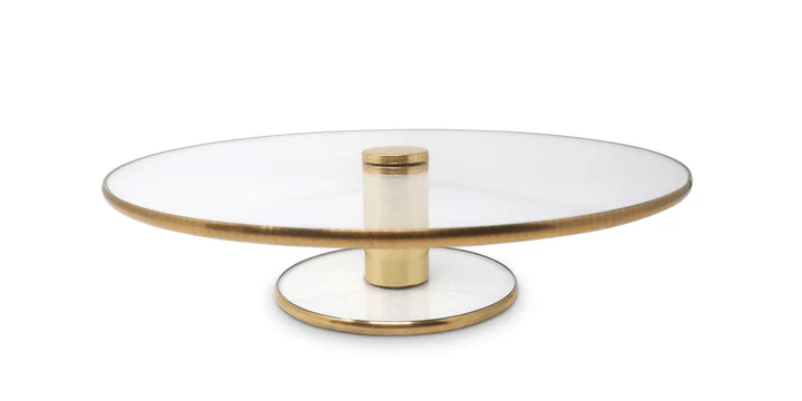 Vivience Fol Inc. Cake Stand Glass Cake Plate with Gold Trim