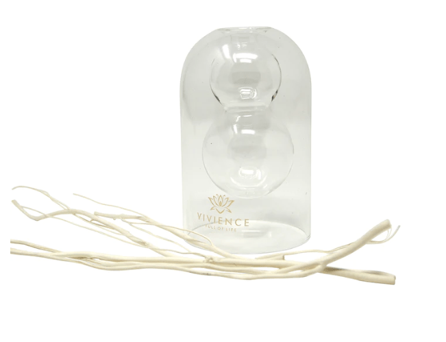 Vivience Fol Inc. Clear Reed Diffuser With White Circular Inlay, "Cold Water" Scent