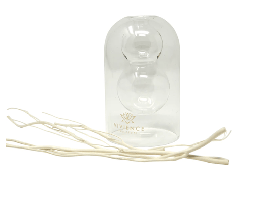 Vivience Fol Inc. Clear Reed Diffuser With White Circular Inlay, "Cold Water" Scent