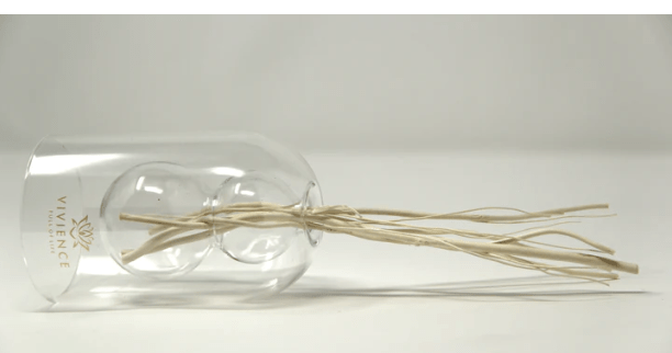 Vivience Fol Inc. Clear Reed Diffuser With White Circular Inlay, "Cold Water" Scent