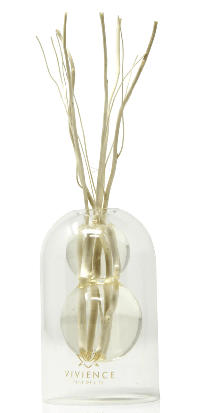 Vivience Fol Inc. Clear Reed Diffuser With White Circular Inlay, "Cold Water" Scent
