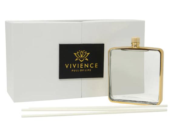 Vivience Fol Inc. Gold Framed Square Shaped Diffuser, "Zen Tea" Scent