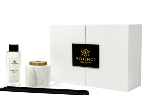 Vivience Fol Inc. White Marble Reed Diffuser, "Zen Tea" Scent